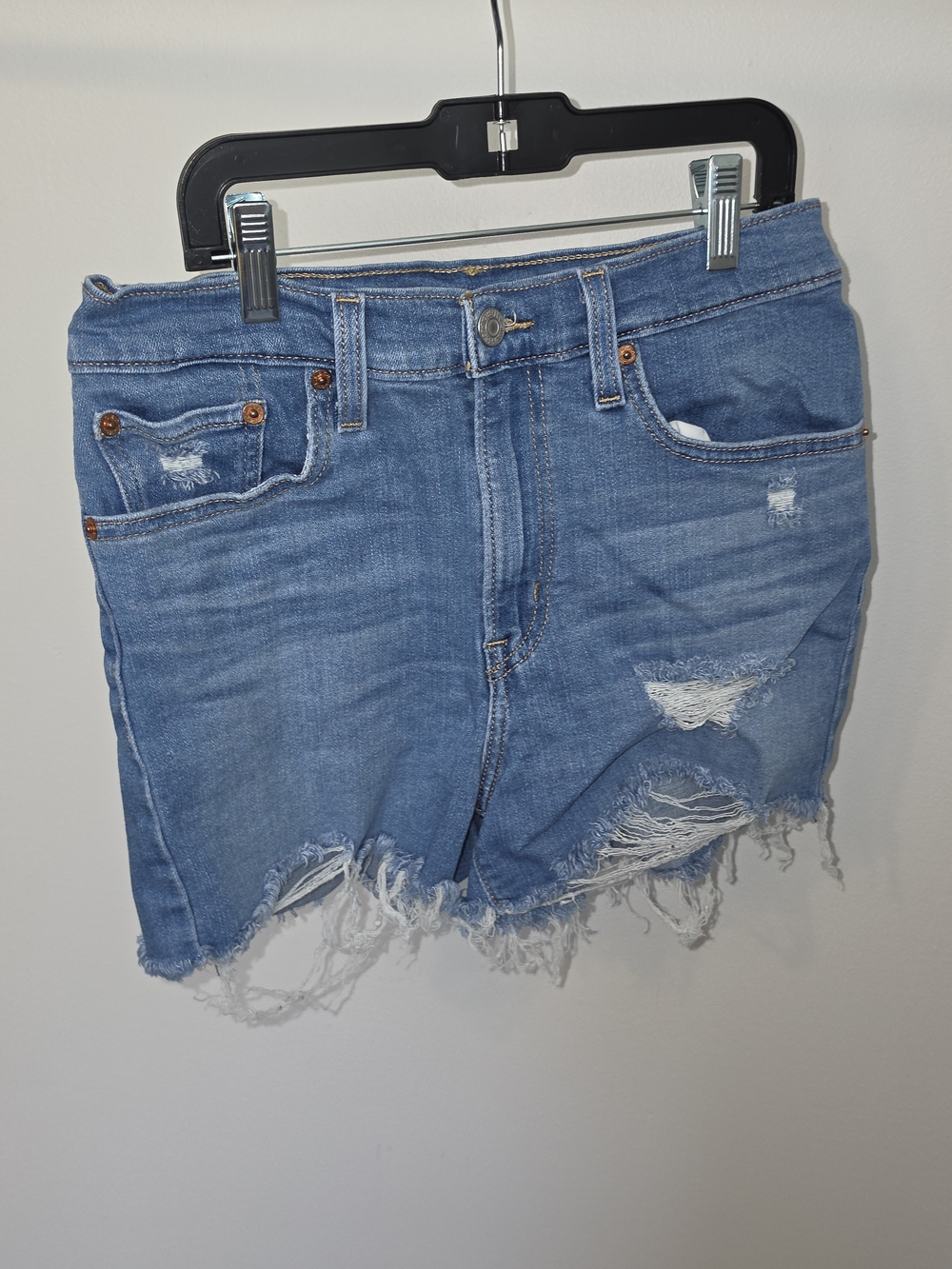 Levi's Light Blue Distressed Denim Shorts